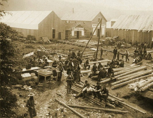 1897 Construction Crew Taking A Break Dawson City Old Keychain Reprint