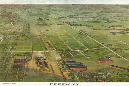 1898 Depew New York Vintage Old Panoramic Map Jigsaw Puzzle