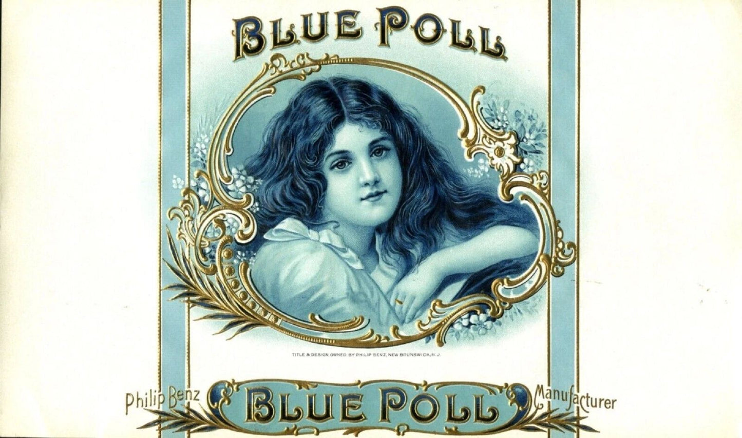 1900 Blue Poll Brand Cigar Box Philip Benz New Brunswick Jersey Label Art Print
