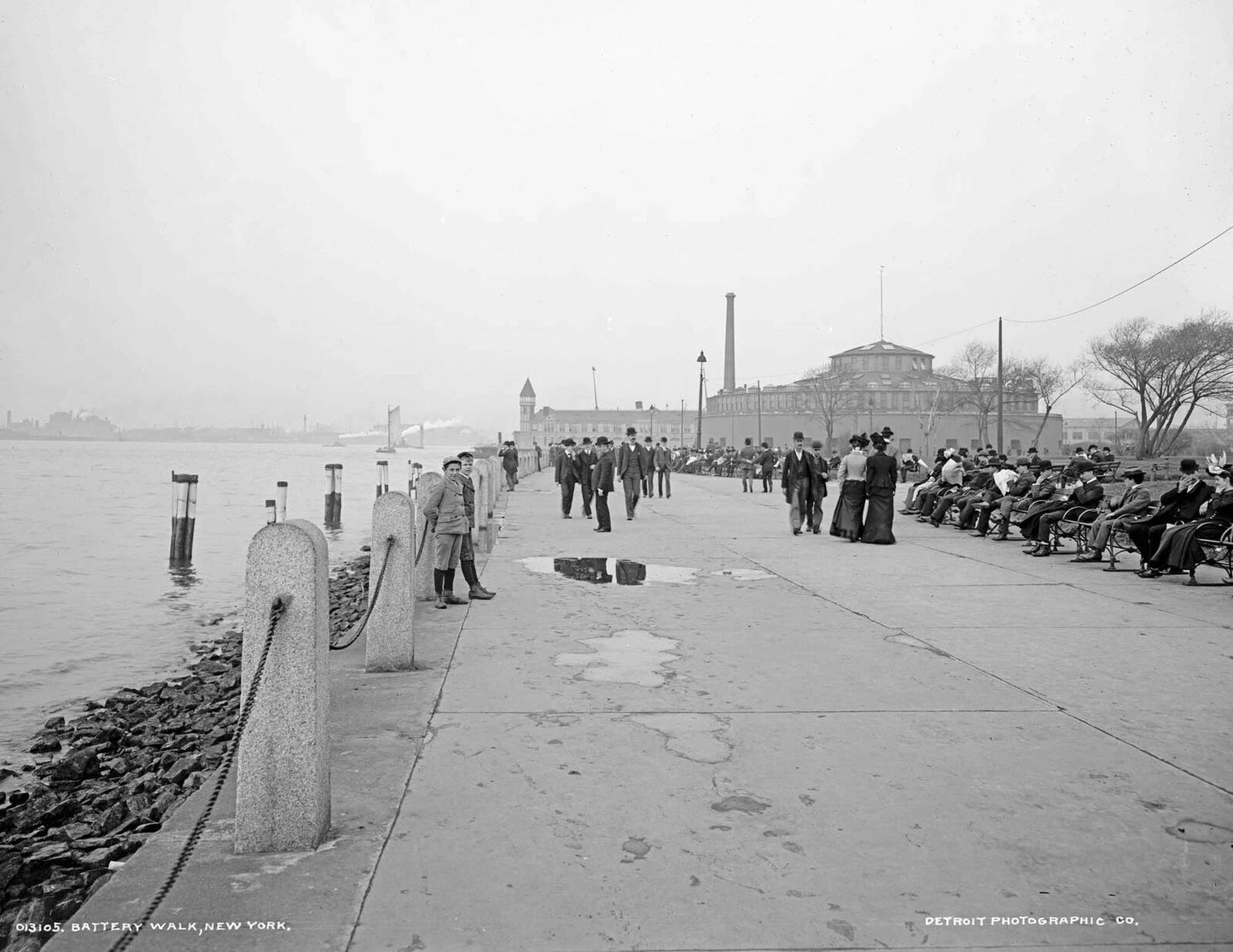 1900 Battery Walk, New York City, New York Vintage Old 300 Piece Jigsaw Puzzle