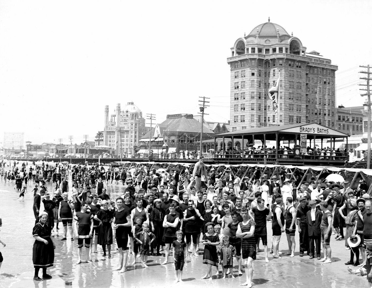 1900 Crowded Beach Atlantic City Nj Old Vintage Magnet Reprint