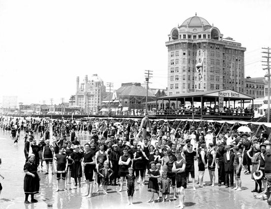 1900 Crowded Beach Atlantic City Nj Old Vintage Keychain Reprint