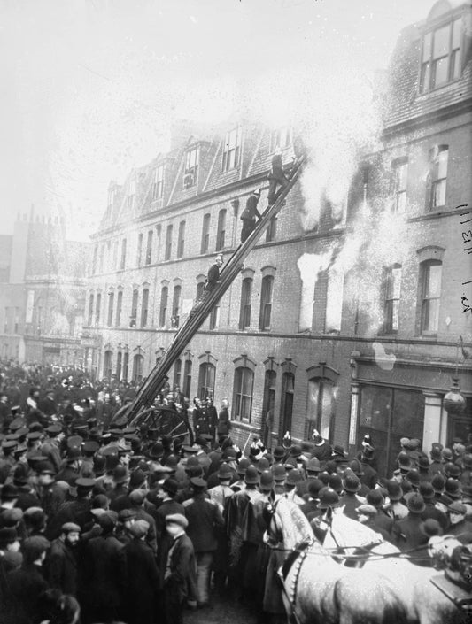 1900 Hounsditch Outrage Firemen Putting Out Fire Old Photo Reprint
