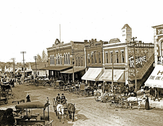 1900 Street Scene Junction City Kansas Vintage Old Magnet Reprint