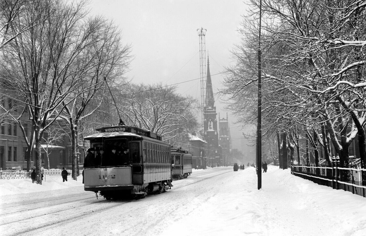 1900 Woodward Avenue In Winter Detroit Old Vintage 300 Piece Jigsaw Puzzle