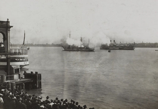 1902 Gunboat Yantic Saluting President Roosevelt Vintage Old Photo