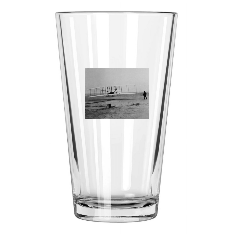1903 First Flight Wright Brothers Airplanegraph Pint Beer Drinking Glass