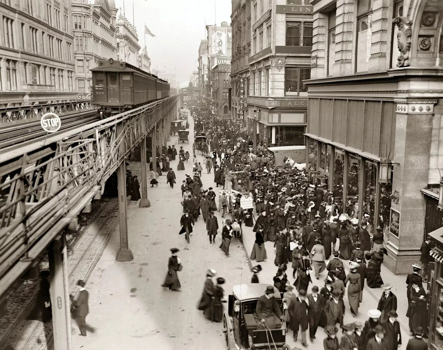 1903 Sixth Avenue New York City With Train And Pedestrians Picture Photo