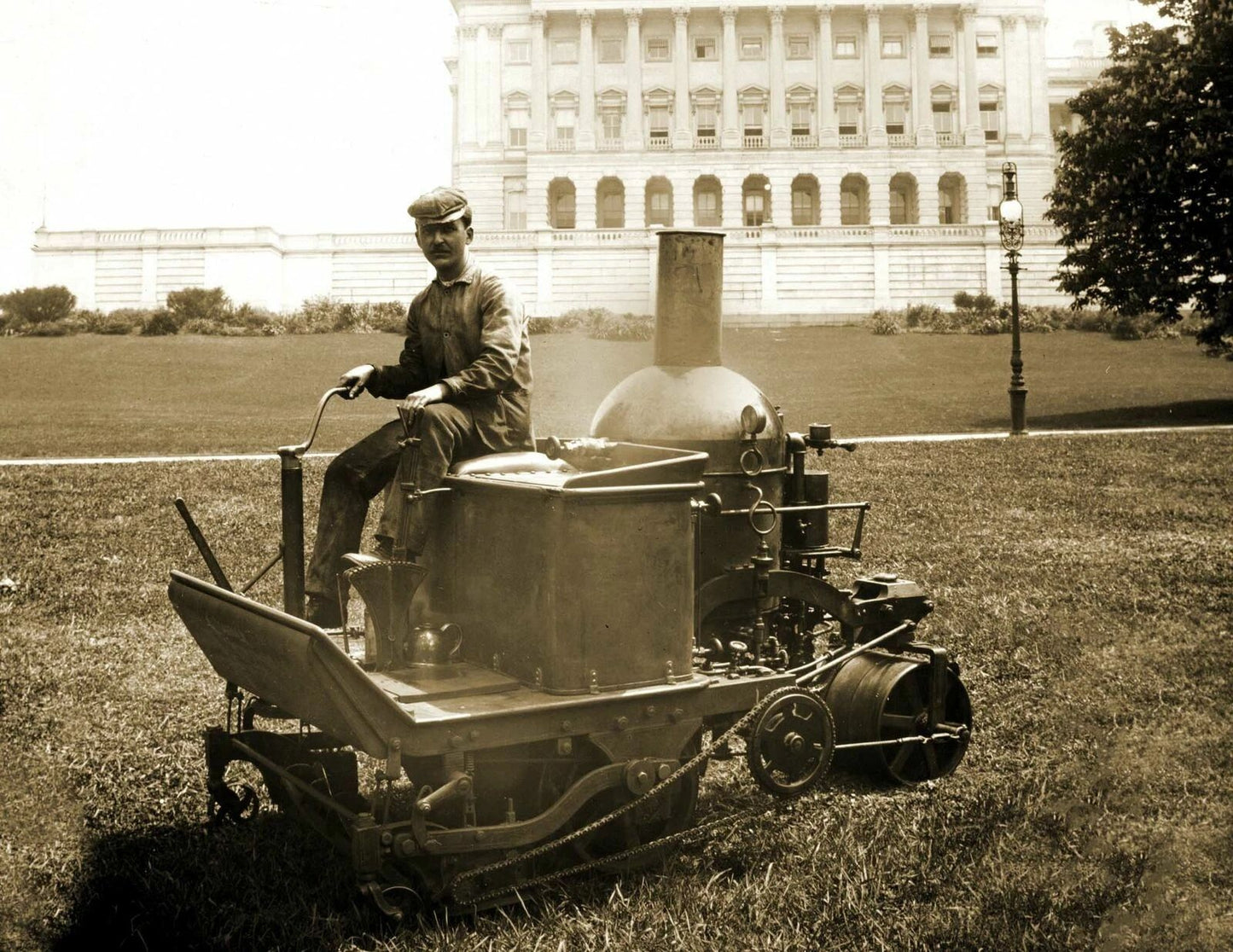 1903 Steam Powered Lawn Mower U.S. Capitol Dc Old Photo Reprint