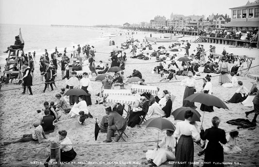 1905 Beach At Ocean Grove, New Jersey Vintage Retro Old Magnet Reprint