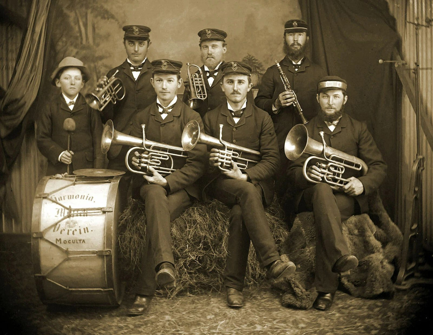 1905 Brass Band Vintage Old Trumpet Band Musician Photo Reprint