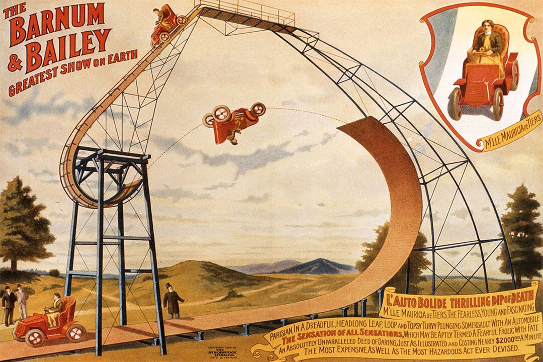 1905 Circus The Dip Of Death Circus Act Print Vintage Wall Poster