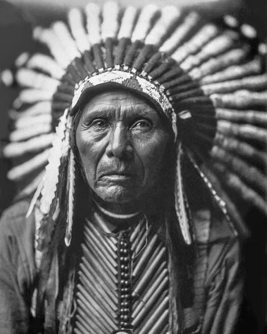 1905 Native American Chief Three Horses Glossy Magnet Lakota Print Sioux
