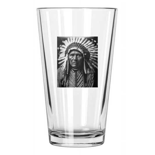 1905 Native American Chief Three Horses Lakota Sioux Pint Beer Drinking Glass