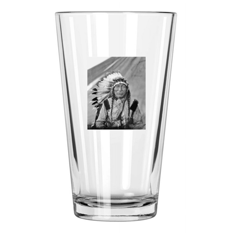 1905 Native American Indian Chief Iron Tail Lakota Sioux Pint Beer Glass