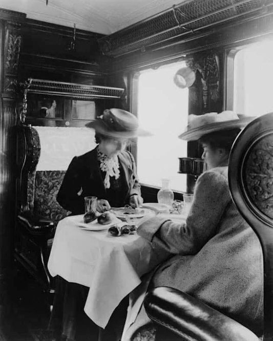 1905 Women On A Train In Dining Car England Historic Retro Picture Keychain