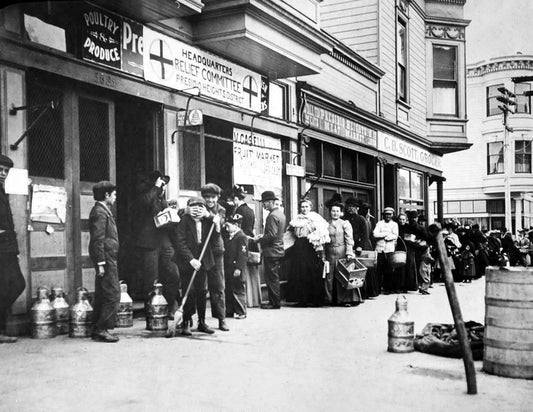 1906 Food Line After Earthquake San Francisco Old Keychain Reprint