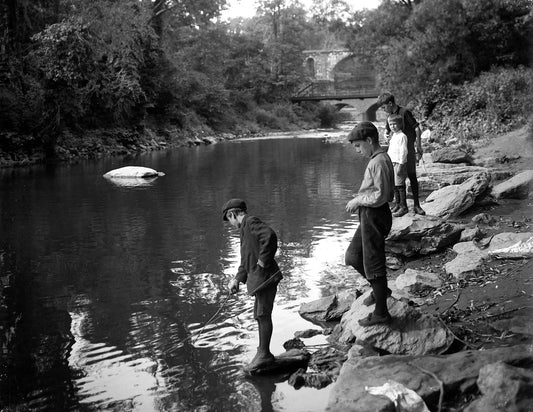 1907 Four Boys Fishing Philadelphia Pennsylvania Old 300 Piece Jigsaw Puzzle