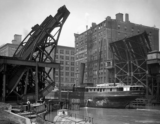 1907 The Pueblo & Jackknife Bridge Chicago Old Vintage 300 Piece Jigsaw Puzzle
