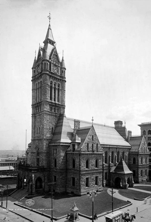 1908 City Hall Holyoke Massachusetts Vintage Old Magnet Reprint