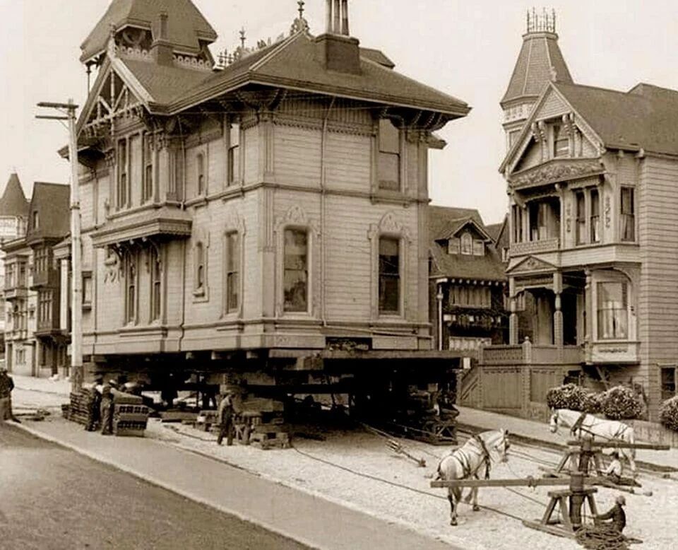 1908 San Francisco Moving A House W Horses Retro Historic Magnet Magnet