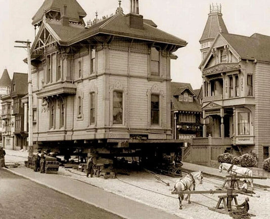 1908 San Francisco Moving A House W Horses Retro Historic Magnet Magnet