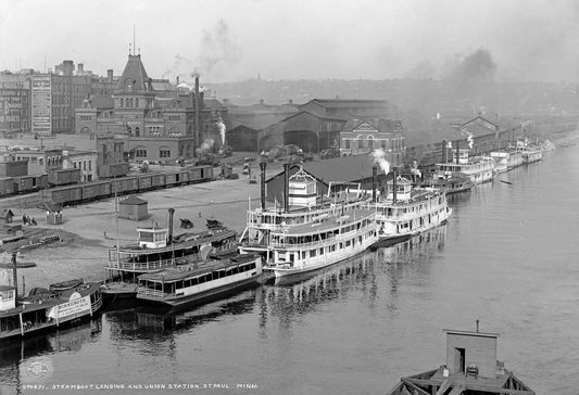 1908 Steamboat Landing Saint Paul Minnesota Vintage Old Magnet Reprint
