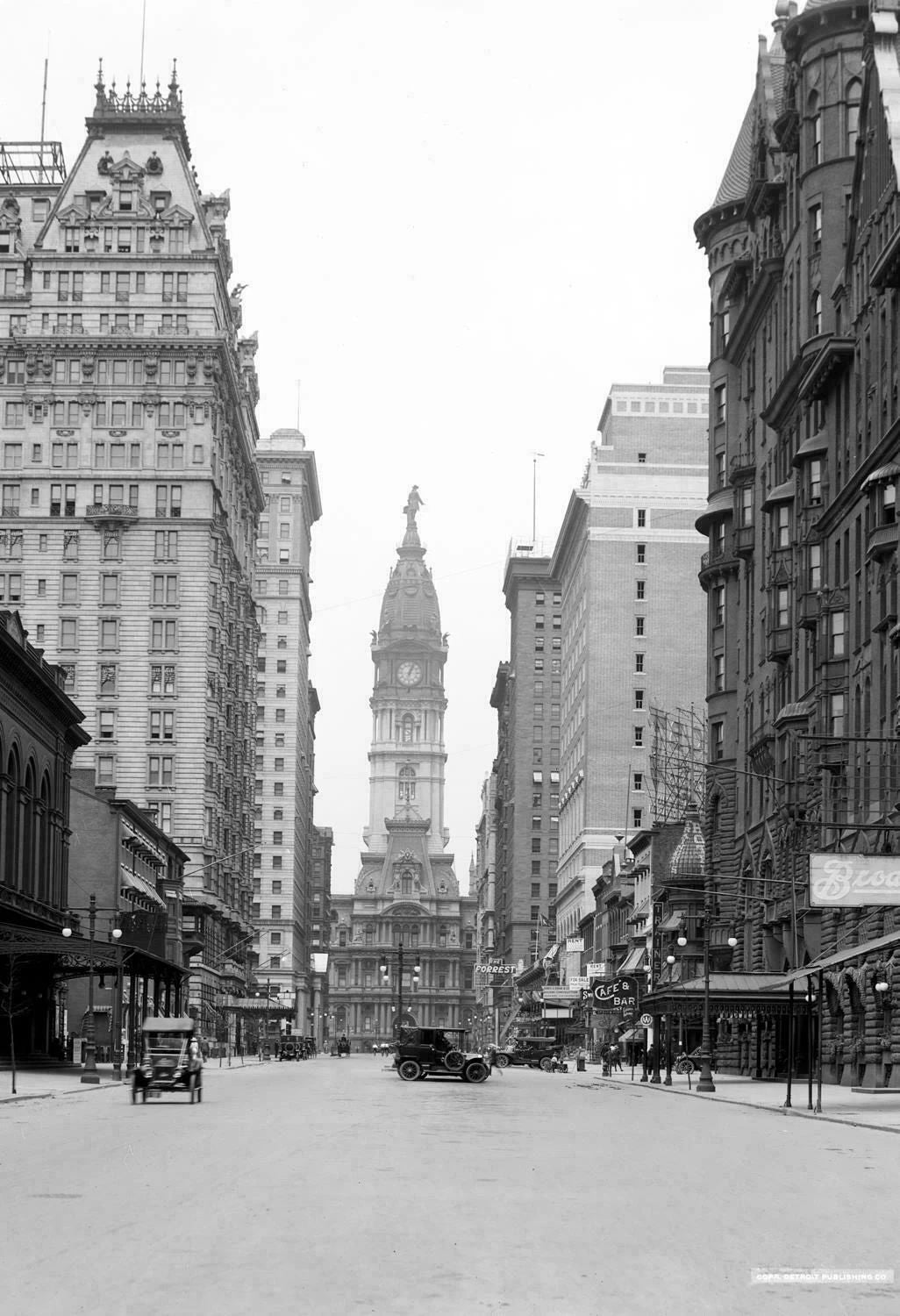 1910 Broad Street & City Hall Philadelphia Pa Vintage Magnet 13X 19 Reprint
