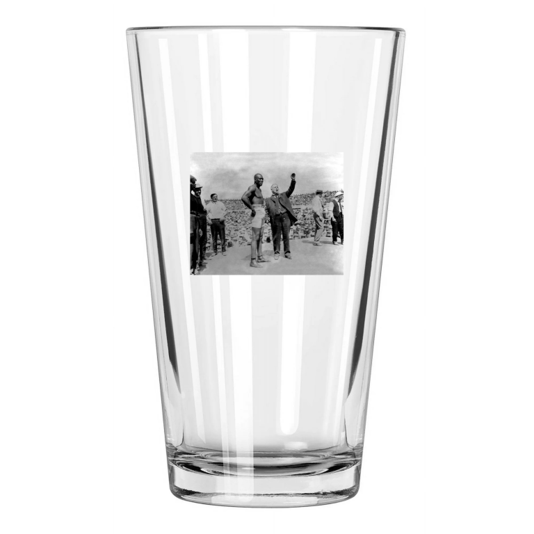 1910 Heavyweight Champion Jack Johnson Title Fight Pint Beer Drinking Glass