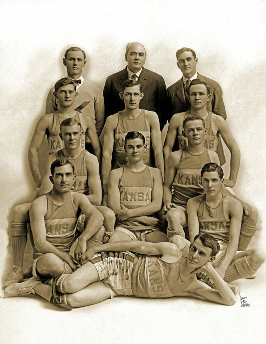 1910 Kansas University Basketball Team Vintage Old Photo Reprint