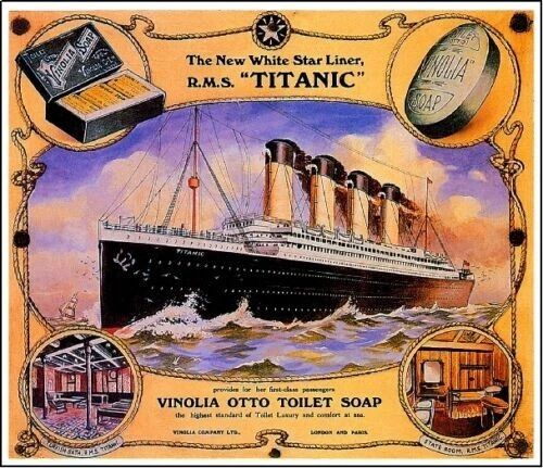 1912 Titanic White Star Ocean Liner Art Travel Advertisement Magnet