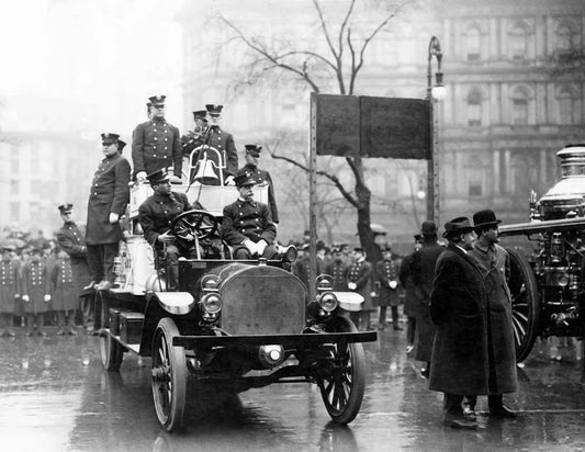 1913 Firemen With Fire Engine Truck 91 New York Old Magnet Reprint