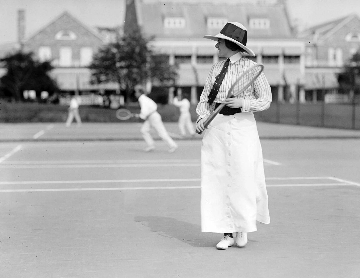 1913 Miss Frances Lippett Playing Tennis Vintage Old Magnet Reprint