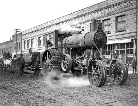 1913 Steam Tractor Main Street Lewistown Mt Vintage Magnet Reprint