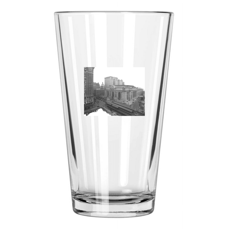 1914 Grand Central Station Photo Railroad New York City Pint Beer Drinking Glass