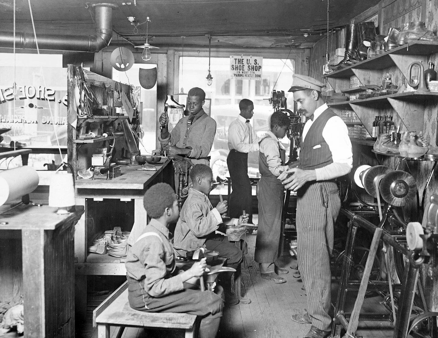 1915 African Americans Working Counts Shoe Shop Old Magnet Reprint