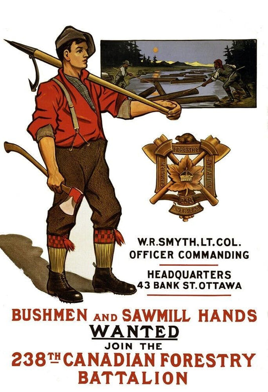 1915 Canadian Forestry Battalion Recruiting Keychain Picture Keychain Art Print