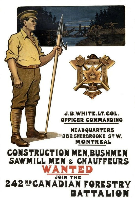 1915 Canadian Forestry Battalion Recruitment Keychain Picture Keychain Art Print