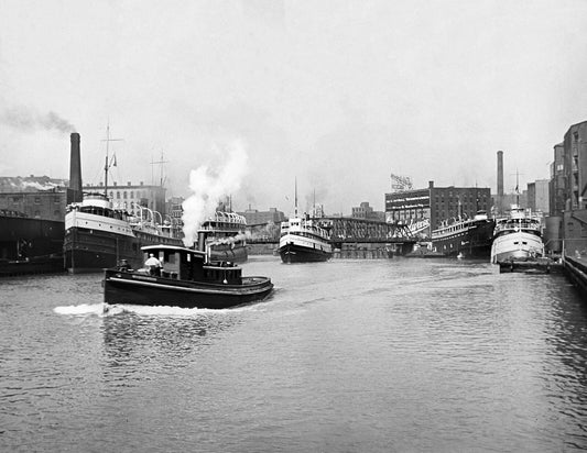 1915 Chicago River Chicago Illinois Old Vintage Retro Photo Reprint