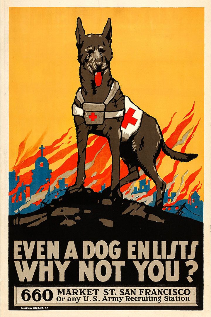 1915 Even A Dog Enlists Vintage Style Ww1 Jigsaw Puzzle
