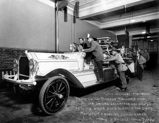1915 Fire Fighters & Fire Truck Los Angles La Ca Old Photo Reprint