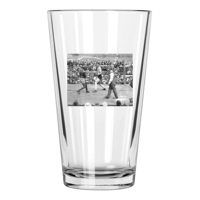 1915 Jack Johnson Vs Jess Willard Heavyweight Fight Pint Beer Drinking Glass