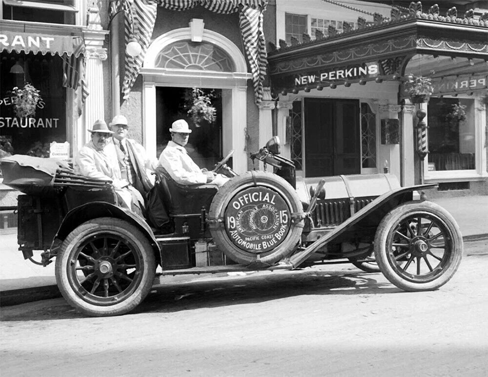 1915 Three Men In An Car Portland Oregon Old Vintage Magnet Reprint