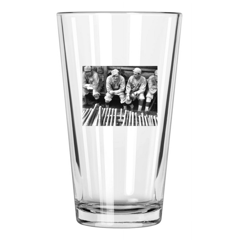 1916 Boston Red Sox Babe Ruth Jack Barry Dugout Photo Pint Beer Drinking Glass