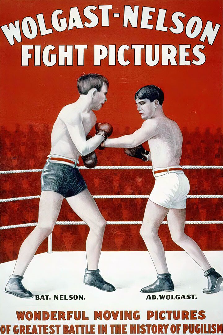 1916 Boxing Moving Pictures Vintage Movie Fight Pictures Wall Poster