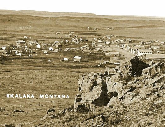 1917 Aerial View Of Ekalaka Montana Old Vintage Photo Reprint