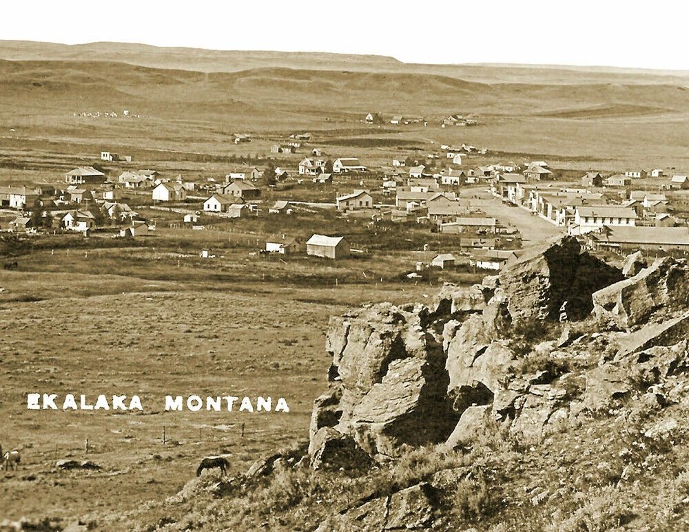 1917 Aerial View Of Ekalaka Montana Old Vintage Keychain Reprint