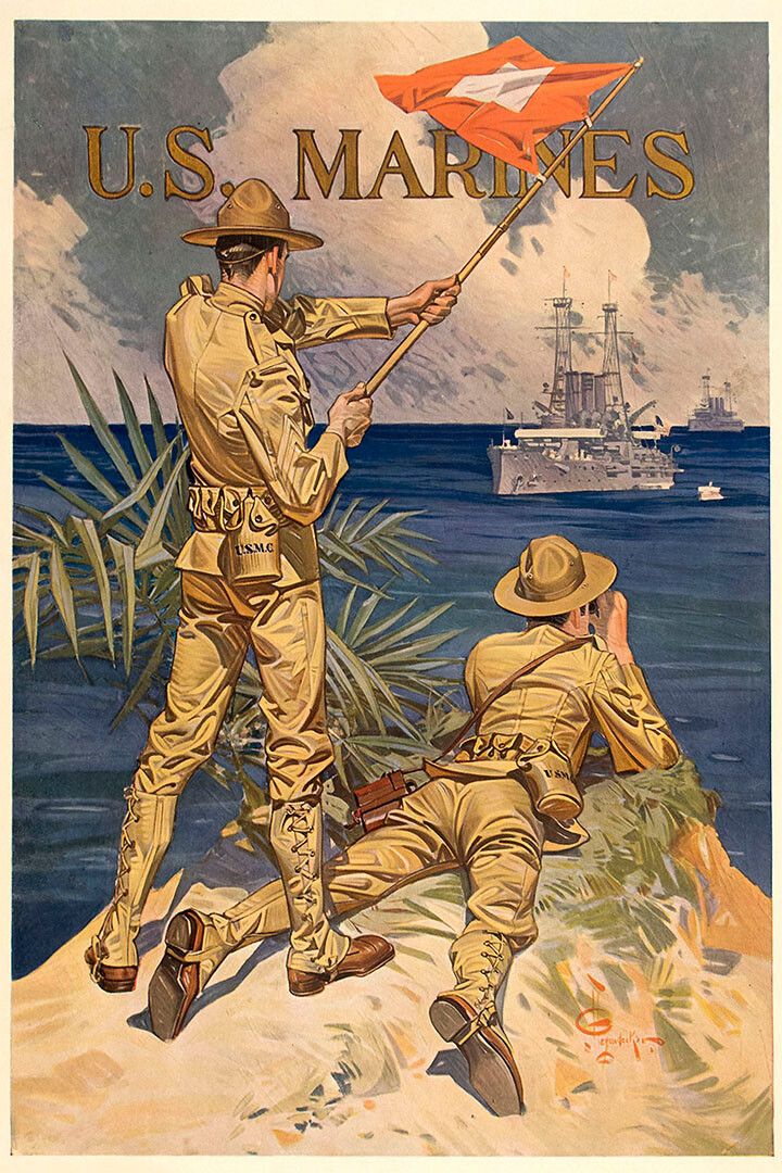 1917 Us Marines Signal Corp Ww1 Usmc Pacific Wall Art Home Poster