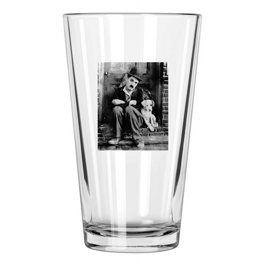1918 Comic Actor Charlie Chaplin Photo 'A Dogs Life' Pint Beer Drinking Glass