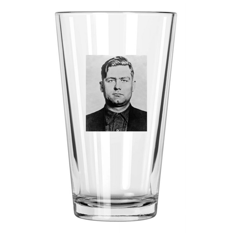 1918 Gangster, Mobster George 'Bugs' Moran Mugshot Bugsy Pint Beer Glass